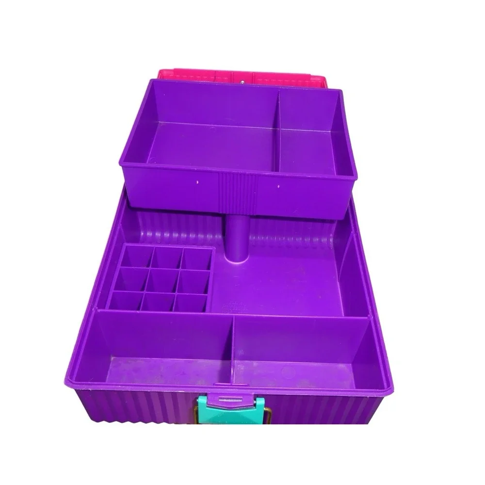 Vintage 80s Sassaby Makeup Case Caboodle Jewelry Organizer 1990s Tri Color